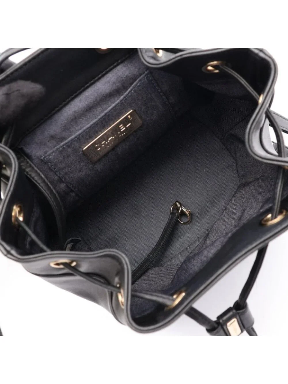 Chanel Backpack CC Logo Chain Black Lambskin Small